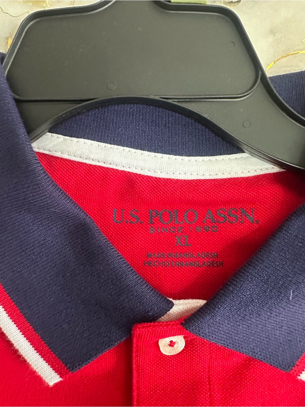U.S. Polo Assn. Red and Navy Contrast Collar Polo